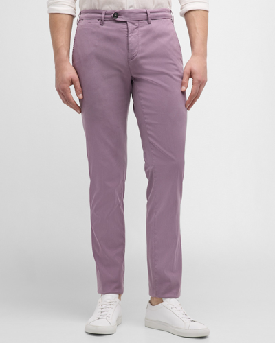 Shop Canali Men's Slim Fit Twill Flat-front Pants In Purple