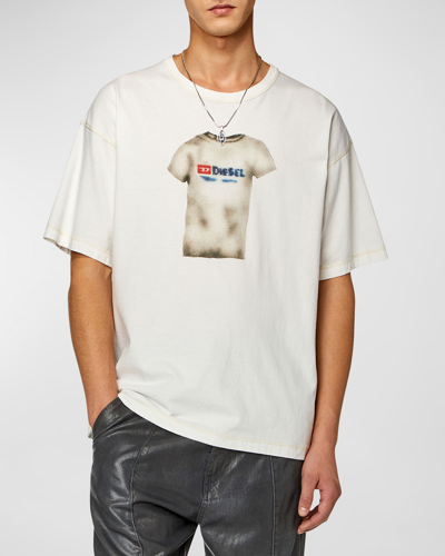 Shop Diesel X Gabriel Rozzell Men's T-boxt N12 Cotton Jersey T-shirt In Off White