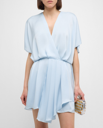 Shop Ramy Brook Lillie Satin Mini Dress In Crystal Blue