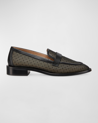 Shop Stuart Weitzman Palmer Polka Dot Mesh Loafers In Black