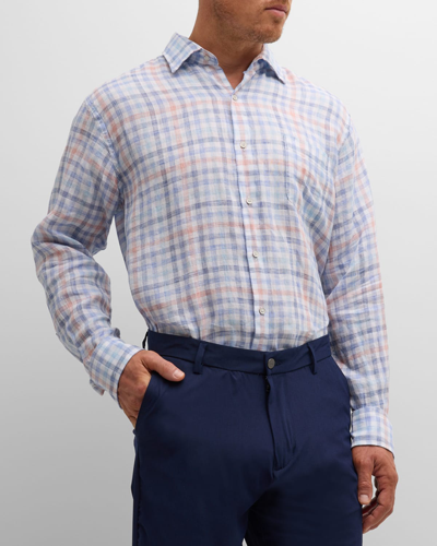 Shop Peter Millar Men's Breakwater Linen Sport Shirt In Multicolor