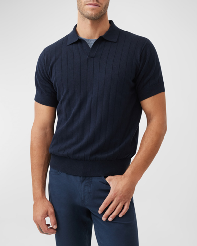 Shop Rodd & Gunn Men's Freys Crescent Knit Polo Shirt In Midnight