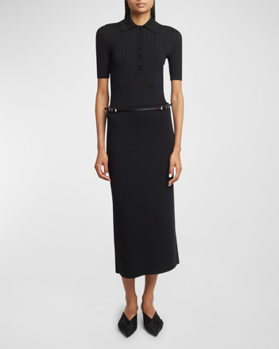 Shop Givenchy Long Voyou Belt Polo Dress In Black