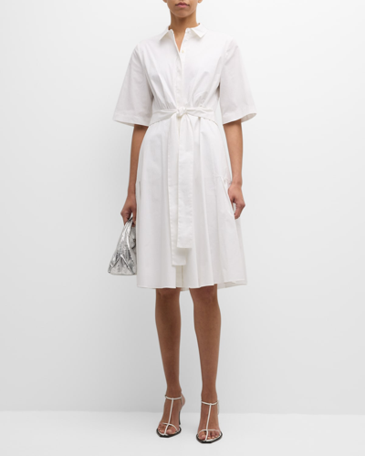 Shop Kobi Halperin Tiffany Pleated Elbow-sleeve Midi Shirtdress In White