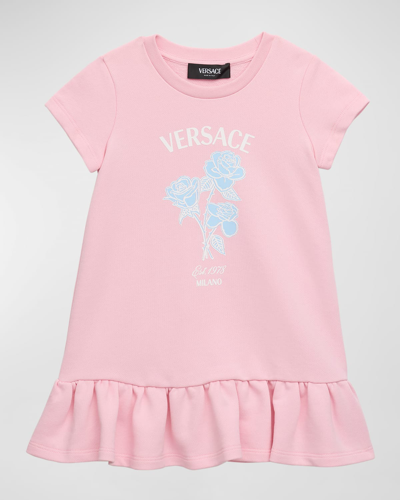 Shop Versace Girl's Fleece Graphic T-shirt Dress In Pastel Pink