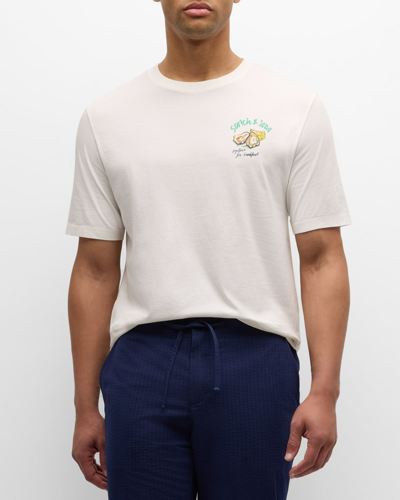 Shop Scotch & Soda Men's Oyster Artwork T-shirt In Off White