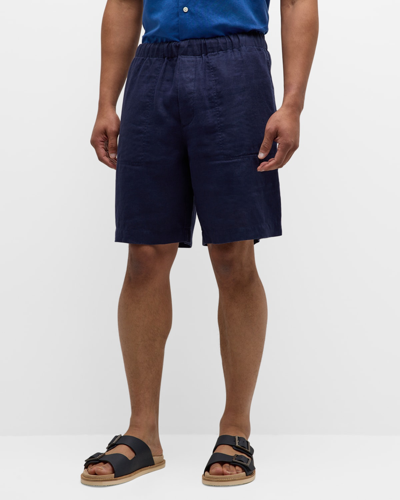 Shop Atm Anthony Thomas Melillo Men's Linen Pull-on Shorts In Ink