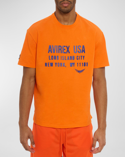 Shop Avirex Men's Aviator Short-sleeve Crewneck T-shirt In Orange