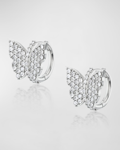 Shop Sheryl Lowe Pave Diamond Butterfly Huggie Earrings In Ssilver