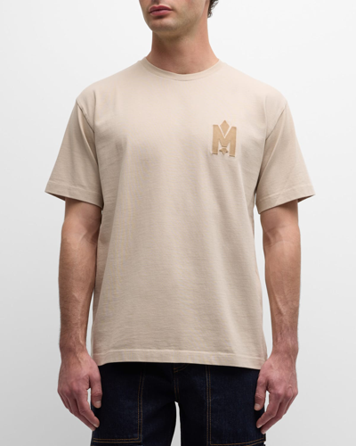 Shop Mackage Men's Organic Cotton T-shirt With Velvet Logo In Trench