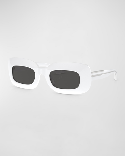 Shop Khaite X Oliver Peoples Beveled Acetate Rectangle Sunglasses In White