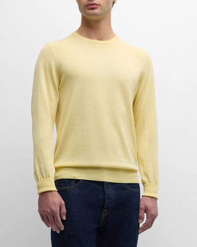 Shop Sid Mashburn Men's Cotton Crew Sweater In Yellow