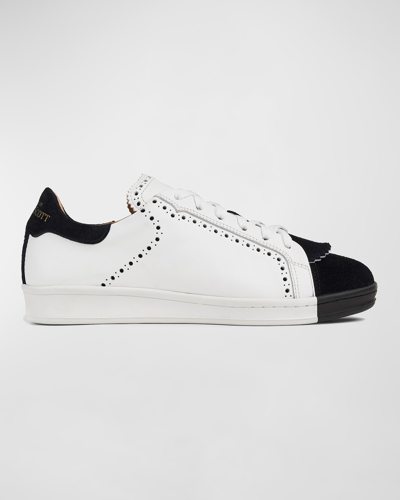 Shop The Office Of Angela Scott The Elliot Mixed Leather Low-top Sneakers In Black