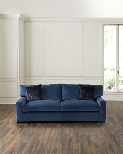 Shop Old Hickory Tannery Ciaran Velvet Sofa, 90" In Blue