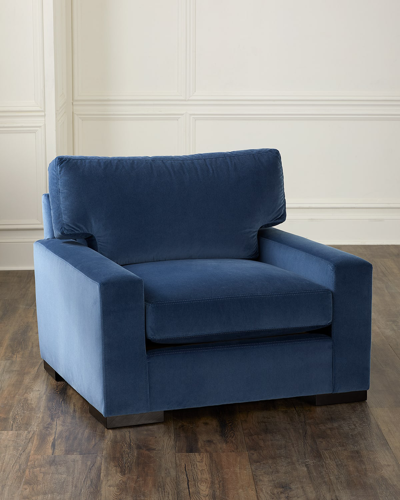 Shop Old Hickory Tannery Ciaran Velvet Chair In Blue