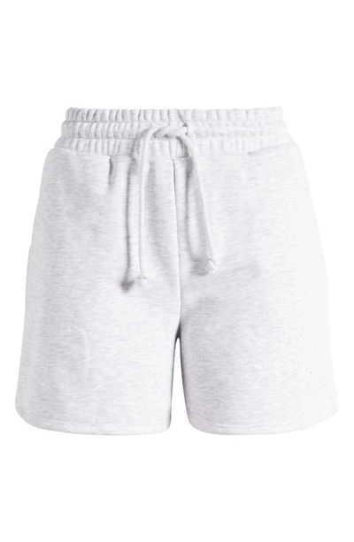 Topshop Cotton Blend Fleece Shorts In Grey