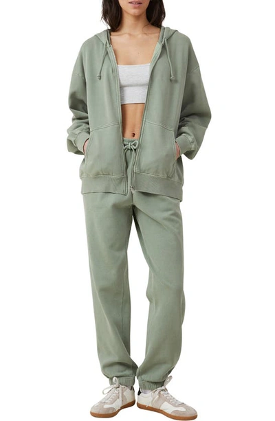 Shop Cotton On Classic Washed Zip-up Hoodie In Washed Sage