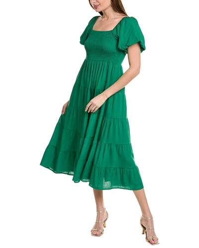 Shop Ipponelli Off-the-shoulder Midi Dress In Green