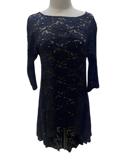 Staples Eyelet Drop Back Mini Dress In Black In Black