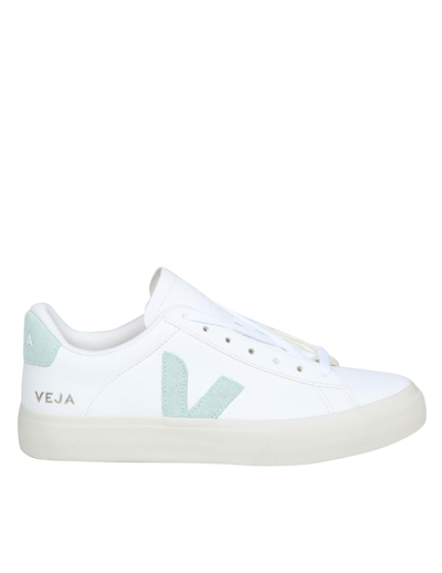 Shop Veja Campo Chromefree In White/green Leather In White/matcha