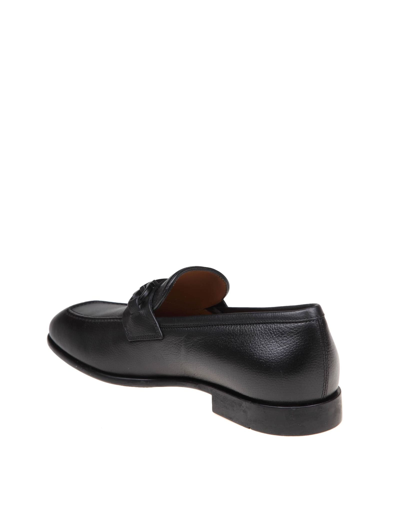 Shop Ferragamo Leather Loafers With Gancini Buckle In Black