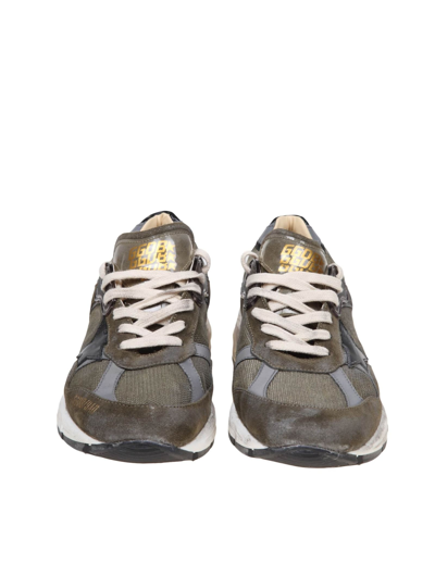 Shop Golden Goose Running Suede And Mesh Sneakers In Olive Green