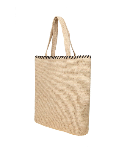 Shop Lanvin Tote Bag In Raffia With Embroidery In Natural / Black