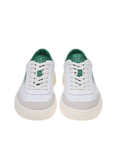 Shop Ghoud Lido Low Sneakers In White/green Leather And Suede In Leat/suede Wht/grn