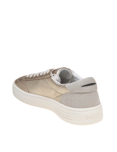 Shop Ghoud Lido Low Sneakers In Platinum Color Leather In Crackle/mirror Plat