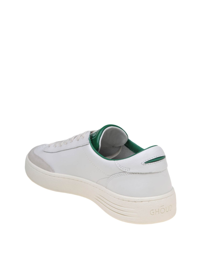 Shop Ghoud Lido Low Sneakers In White/green Leather And Suede In Leat/suede Wht/grn