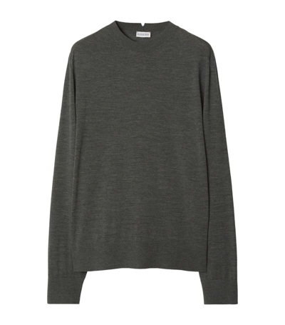 Shop Burberry Wool Crew-neck Sweater In Grey