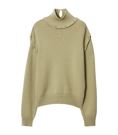 Shop Burberry Detachable Sleeve Rollneck Sweater In Green