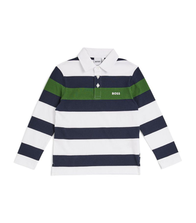Shop Bosswear Boss Kidswear Logo Stripe Polo Shirt (4-16 Years) In Green