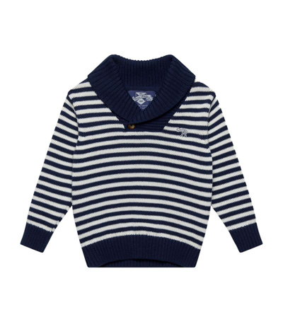 Shop Trotters Shawl-collar Freddie Sweater (3-24 Months) In Navy