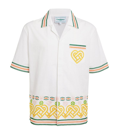 Shop Casablanca Cotton Embroidered Shirt In White