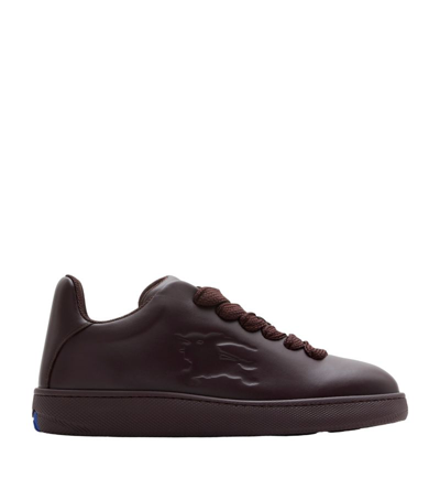 Shop Burberry Leather Box Sneakers In Brown
