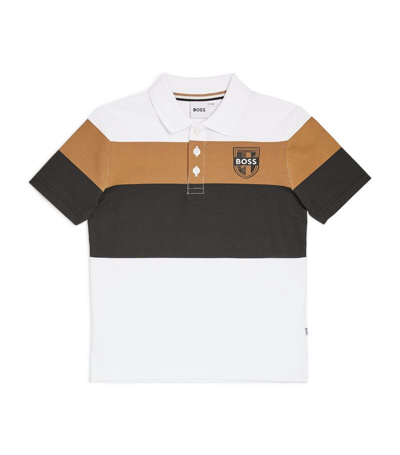 Shop Bosswear Boss Kidswear Stripe Polo Shirt (4-16 Years) In White