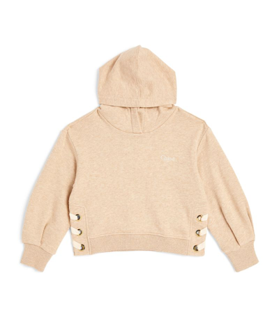 Shop Chloé Lace-up-side Hoodie (4-14 Years) In Beige