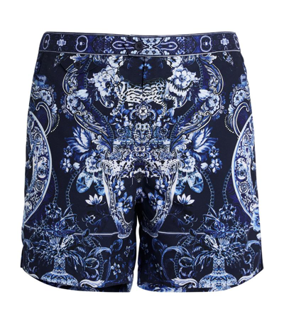 Shop Camilla Printed Tailored Swim Shorts In Black