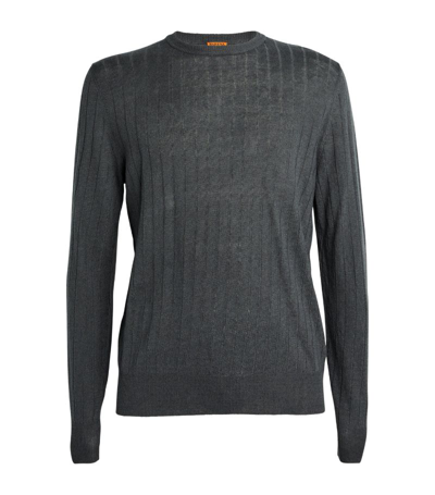 Shop Barena Venezia Linen-cotton Rib-knit Sweater In Black