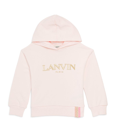 Shop Lanvin Enfant Cotton Logo Embroidered Hoodie (4-14 Years) In Pink
