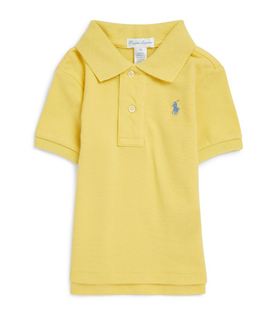 Shop Ralph Lauren Cotton Polo Shirt (3-24 Months) In Yellow