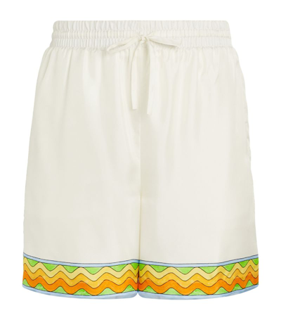Shop Casablanca Silk Tennis Club Shorts In White