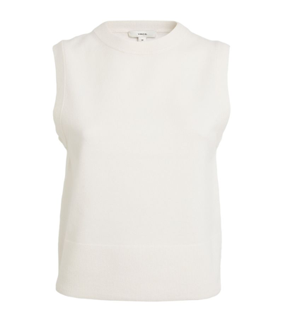 Shop Vince Wool-cashmere Cropped Sweater Vest In White