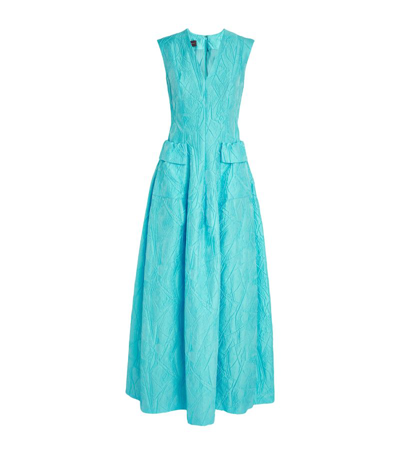 Shop Talbot Runhof Jacquard Momo Gown In Turquoise