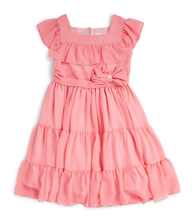 Shop Patachou Tiered Square-neck Dress (3-12 Years) In Pink