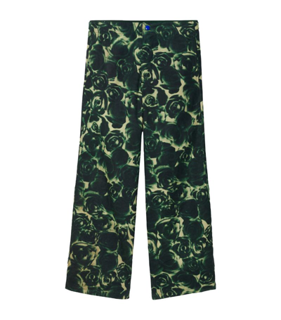 Shop Burberry Waxed Cotton Rose Trousers In Green