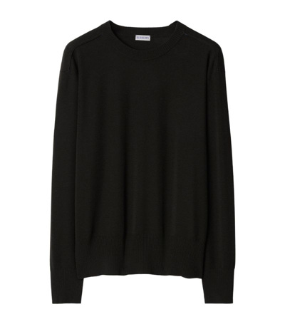 Shop Burberry Wool Crew-neck Sweater In Black
