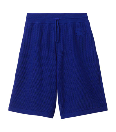 Shop Burberry Silk-cotton Mesh Shorts In Blue