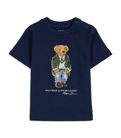 Shop Ralph Lauren Cotton Polo Bear T-shirt (3-24 Months) In Navy